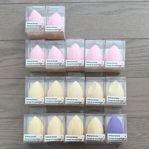 Set of Makeup Sponges in Pink, Yellow, and Purple